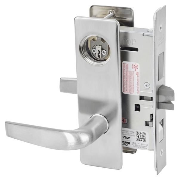 Entrance or Apartment Mortise Lock, CS Lever, M Escutcheon, Satin Chrome